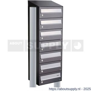 Allux Hive set postkast staal verzinkt gepoedercoat 1-breed 7-hoog met dak op statief antraciet - S11201347 - afbeelding 1