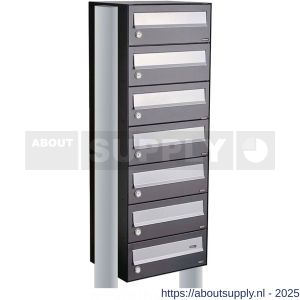 Allux Hive set postkast staal verzinkt gepoedercoat 1-breed 7-hoog op statief antraciet - S11201348 - afbeelding 1