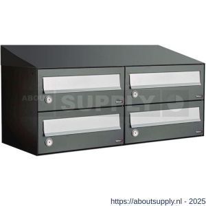 Allux Hive set postkast staal verzinkt gepoedercoat 2-breed 2-hoog met dak antraciet - S11201350 - afbeelding 1