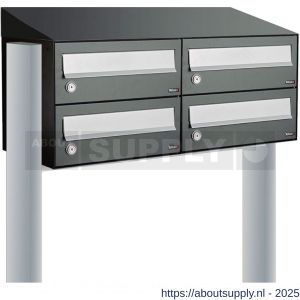 Allux Hive set postkast staal verzinkt gepoedercoat 2-breed 2-hoog met dak op statief antraciet - S11201351 - afbeelding 1