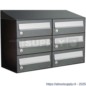 Allux Hive set postkast staal verzinkt gepoedercoat 2-breed 3-hoog met dak antraciet - S11201354 - afbeelding 1