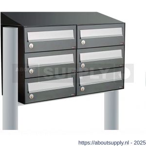 Allux Hive set postkast staal verzinkt gepoedercoat 2-breed 3-hoog met dak op statief antraciet - S11201355 - afbeelding 1