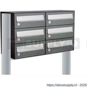 Allux Hive set postkast staal verzinkt gepoedercoat 2-breed 3-hoog op statief antraciet - S11201356 - afbeelding 1