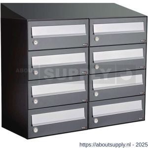 Allux Hive set postkast staal verzinkt gepoedercoat 2-breed 4-hoog met dak antraciet - S11201358 - afbeelding 1