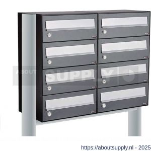 Allux Hive set postkast staal verzinkt gepoedercoat 2-breed 4-hoog op statief antraciet - S11201360 - afbeelding 1