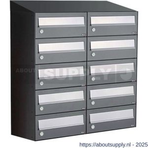 Allux Hive set postkast staal verzinkt gepoedercoat 2-breed 5-hoog met dak antraciet - S11201362 - afbeelding 1