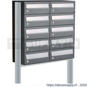 Allux Hive set postkast staal verzinkt gepoedercoat 2-breed 5-hoog op statief antraciet - S11201364 - afbeelding 1