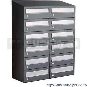 Allux Hive set postkast staal verzinkt gepoedercoat 2-breed 6-hoog met dak antraciet - S11201366 - afbeelding 1