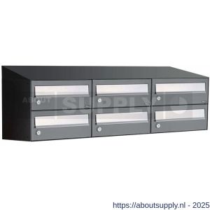 Allux Hive set postkast staal verzinkt gepoedercoat 3-breed 2-hoog met dak antraciet - S11201374 - afbeelding 1