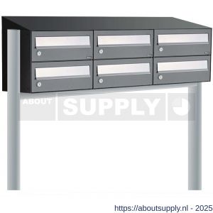 Allux Hive set postkast staal verzinkt gepoedercoat 3-breed 2-hoog met dak op statief antraciet - S11201375 - afbeelding 1