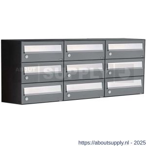 Allux Hive set postkast staal verzinkt gepoedercoat 3-breed 3-hoog antraciet - S11201377 - afbeelding 1