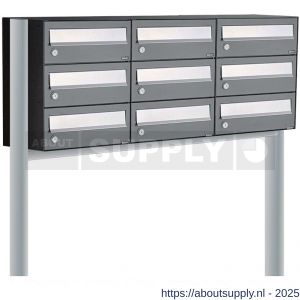 Allux Hive set postkast staal verzinkt gepoedercoat 3-breed 3-hoog op statief antraciet - S11201380 - afbeelding 1