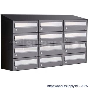 Allux Hive set postkast staal verzinkt gepoedercoat 3-breed 4-hoog met dak antraciet - S11201382 - afbeelding 1