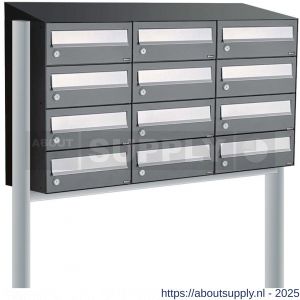 Allux Hive set postkast staal verzinkt gepoedercoat 3-breed 4-hoog met dak op statief antraciet - S11201383 - afbeelding 1