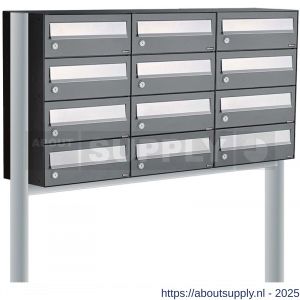 Allux Hive set postkast staal verzinkt gepoedercoat 3-breed 4-hoog op statief antraciet - S11201384 - afbeelding 1