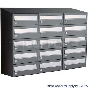 Allux Hive set postkast staal verzinkt gepoedercoat 3-breed 5-hoog met dak antraciet - S11201386 - afbeelding 1