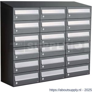 Allux Hive set postkast staal verzinkt gepoedercoat 3-breed 6-hoog met dak antraciet - S11201390 - afbeelding 1