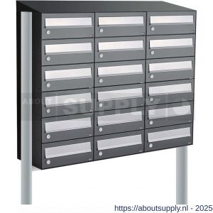 Allux Hive set postkast staal verzinkt gepoedercoat 3-breed 6-hoog met dak op statief antraciet - S11201391 - afbeelding 1