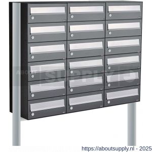 Allux Hive set postkast staal verzinkt gepoedercoat 3-breed 6-hoog op statief antraciet - S11201392 - afbeelding 1