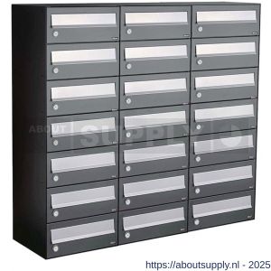 Allux Hive set postkast staal verzinkt gepoedercoat 3-breed 7-hoog antraciet - S11201393 - afbeelding 1