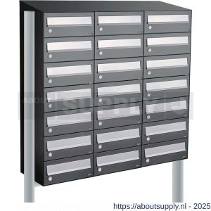 Allux Hive set postkast staal verzinkt gepoedercoat 3-breed 7-hoog met dak op statief antraciet - S11201395 - afbeelding 1