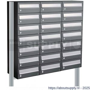 Allux Hive set postkast staal verzinkt gepoedercoat 3-breed 7-hoog op statief antraciet - S11201396 - afbeelding 1