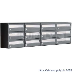 Allux Hive set postkast staal verzinkt gepoedercoat 4-breed 3-hoog antraciet - S11201401 - afbeelding 1