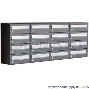 Allux Hive set postkast staal verzinkt gepoedercoat 4-breed 4-hoog antraciet - S11201405 - afbeelding 1