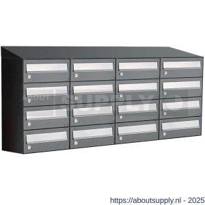 Allux Hive set postkast staal verzinkt gepoedercoat 4-breed 4-hoog met dak antraciet - S11201406 - afbeelding 1