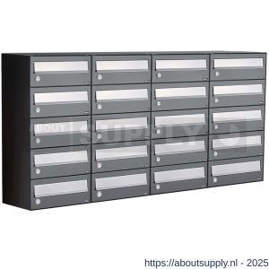 Allux Hive set postkast staal verzinkt gepoedercoat 4-breed 5-hoog antraciet - S11201409 - afbeelding 1
