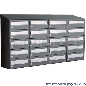 Allux Hive set postkast staal verzinkt gepoedercoat 4-breed 5-hoog met dak antraciet - S11201410 - afbeelding 1