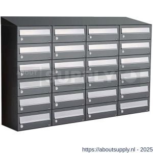 Allux Hive set postkast staal verzinkt gepoedercoat 4-breed 6-hoog met dak antraciet - S11201414 - afbeelding 1