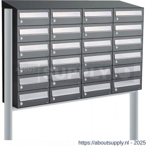 Allux Hive set postkast staal verzinkt gepoedercoat 4-breed 6-hoog met dak op statief antraciet - S11201415 - afbeelding 1