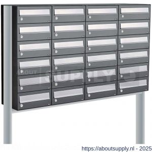 Allux Hive set postkast staal verzinkt gepoedercoat 4-breed 6-hoog op statief antraciet - S11201416 - afbeelding 1
