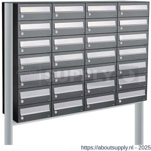 Allux Hive set postkast staal verzinkt gepoedercoat 4-breed 7-hoog op statief antraciet - S11201420 - afbeelding 1