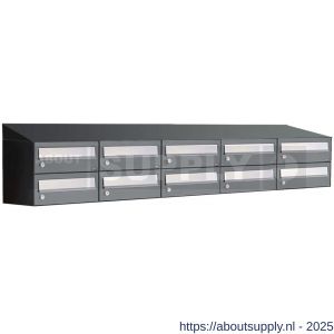 Allux Hive set postkast staal verzinkt gepoedercoat 5-breed 2-hoog met dak antraciet - S11201422 - afbeelding 1