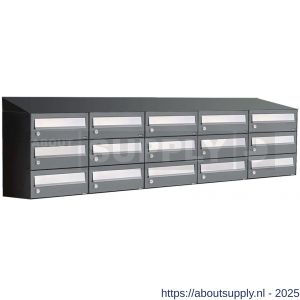 Allux Hive set postkast staal verzinkt gepoedercoat 5-breed 3-hoog met dak antraciet - S11201426 - afbeelding 1