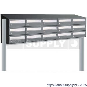 Allux Hive set postkast staal verzinkt gepoedercoat 5-breed 3-hoog met dak op statief antraciet - S11201427 - afbeelding 1