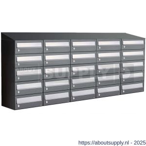 Allux Hive set postkast staal verzinkt gepoedercoat 5-breed 5-hoog met dak antraciet - S11201434 - afbeelding 1