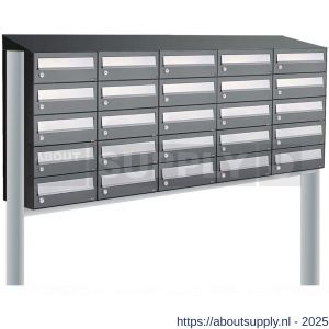 Allux Hive set postkast staal verzinkt gepoedercoat 5-breed 5-hoog met dak op statief antraciet - S11201435 - afbeelding 1