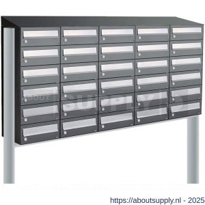 Allux Hive set postkast staal verzinkt gepoedercoat 5-breed 6-hoog met dak op statief antraciet - S11201439 - afbeelding 1