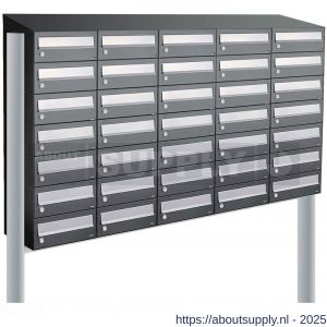 Allux Hive set postkast staal verzinkt gepoedercoat 5-breed 7-hoog met dak op statief antraciet - S11201443 - afbeelding 1