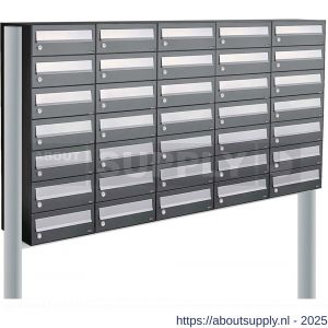 Allux Hive set postkast staal verzinkt gepoedercoat 5-breed 7-hoog op statief antraciet - S11201444 - afbeelding 1