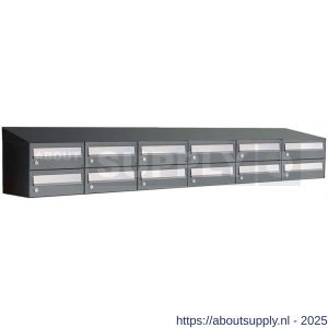 Allux Hive set postkast staal verzinkt gepoedercoat 6-breed 2-hoog met dak antraciet - S11201446 - afbeelding 1