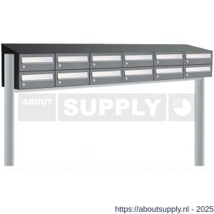 Allux Hive set postkast staal verzinkt gepoedercoat 6-breed 2-hoog met dak op statief antraciet - S11201447 - afbeelding 1
