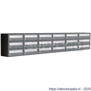 Allux Hive set postkast staal verzinkt gepoedercoat 6-breed 3-hoog antraciet - S11201449 - afbeelding 1