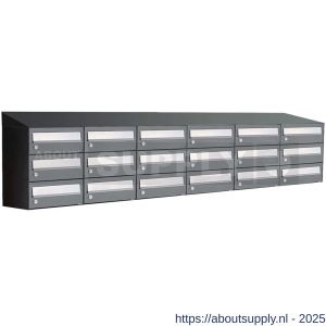 Allux Hive set postkast staal verzinkt gepoedercoat 6-breed 3-hoog met dak antraciet - S11201450 - afbeelding 1