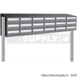 Allux Hive set postkast staal verzinkt gepoedercoat 6-breed 3-hoog met dak op statief antraciet - S11201451 - afbeelding 1