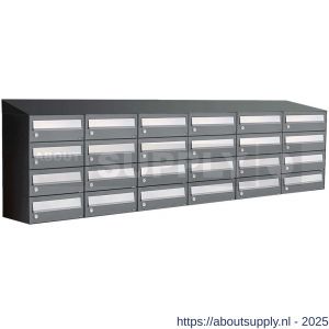 Allux Hive set postkast staal verzinkt gepoedercoat 6-breed 4-hoog met dak antraciet - S11201454 - afbeelding 1