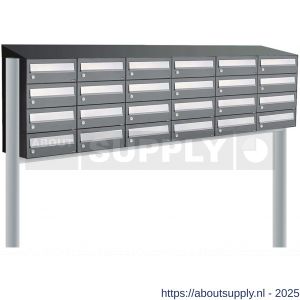 Allux Hive set postkast staal verzinkt gepoedercoat 6-breed 4-hoog met dak op statief antraciet - S11201455 - afbeelding 1